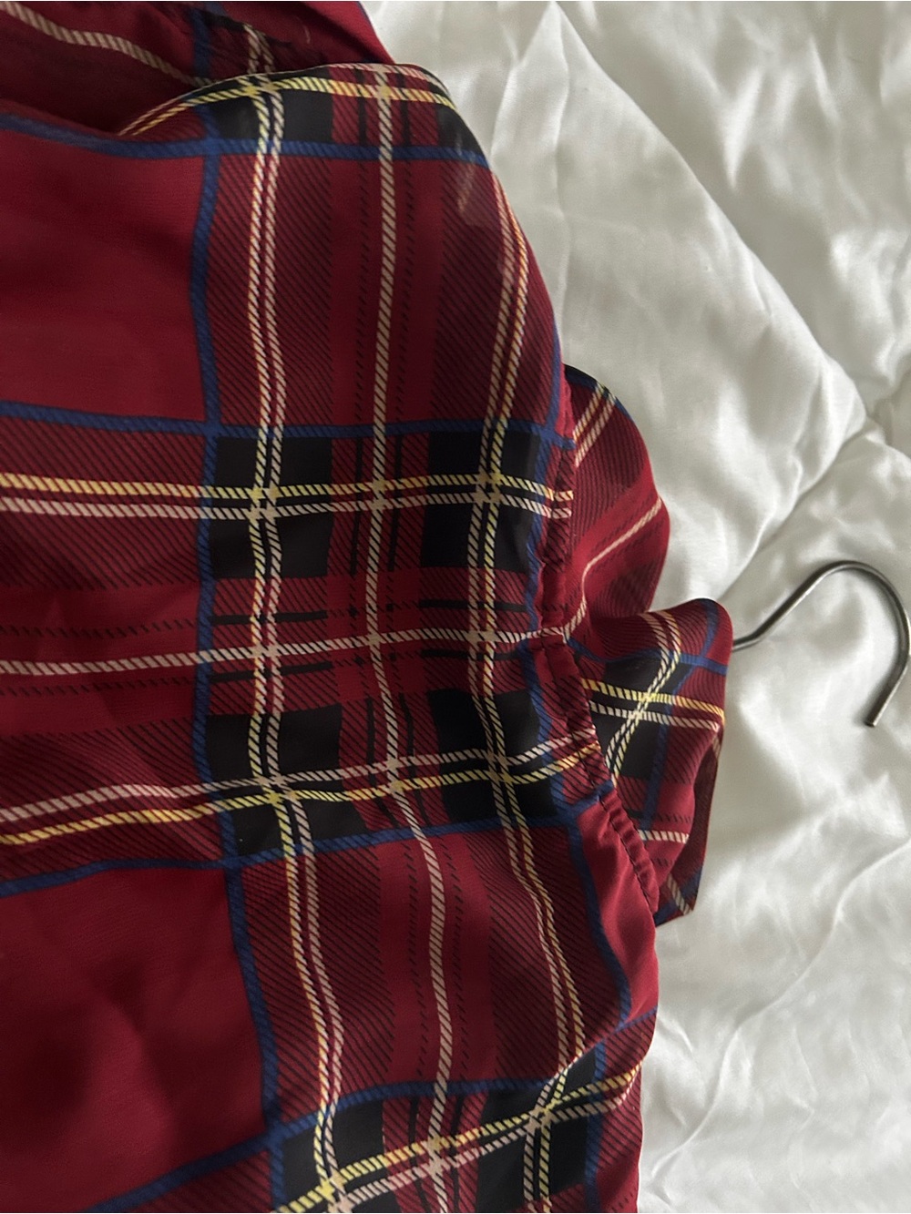 Burgundy Plaid Wrap Mini Dress - Picture 7 of 8